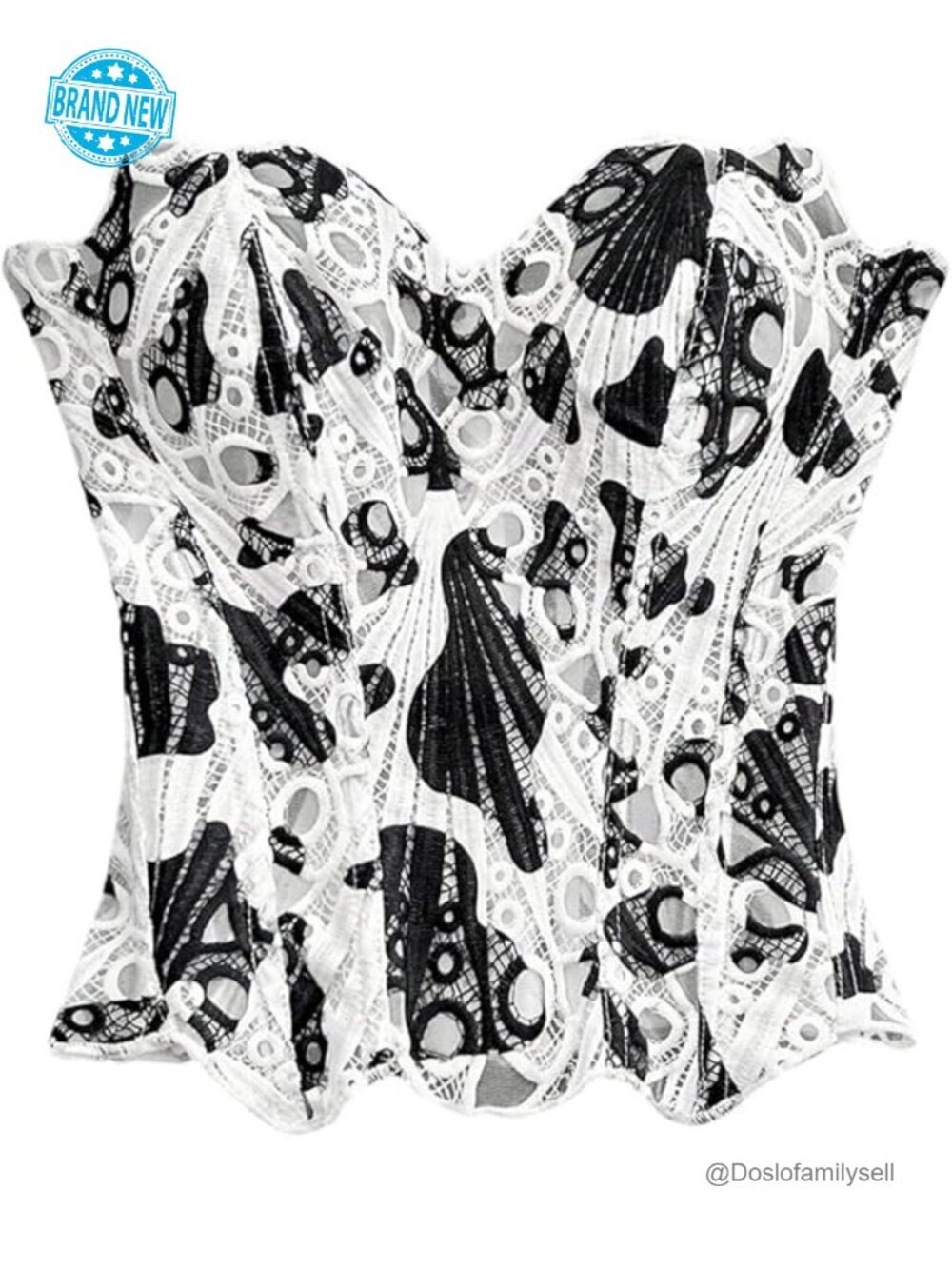 Colorblock Lace Corset Bustier Crop Tops Strapless Asymmetrical Going Out
